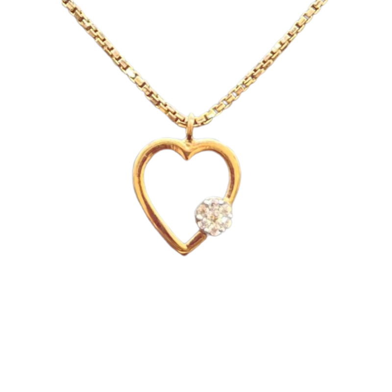 Mangal Royal Diamond Pave Heart Pendant Gold Necklace | Diamond Love Necklace Women