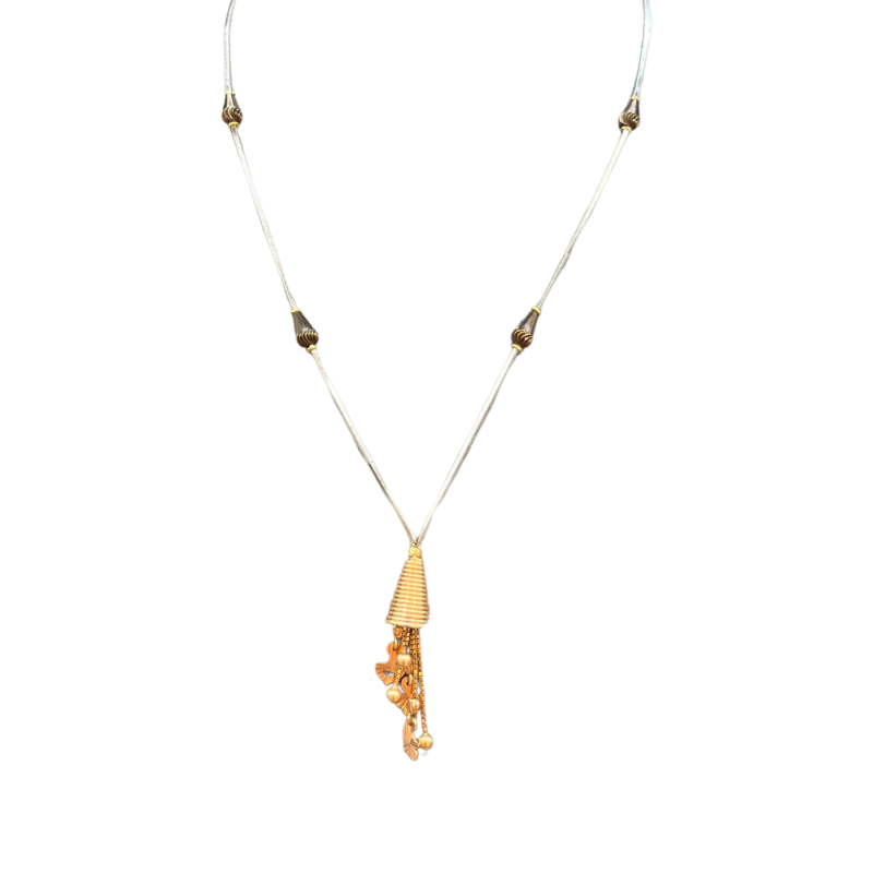Mangal Royal Long Tassel Fringe Elegance Gold Pendant with Chain