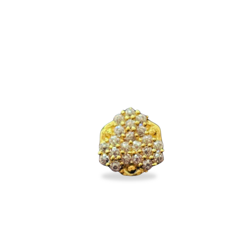 Mangal Royal 14k Solid Yellow Gold Diamond Screwback Gold NosePin
