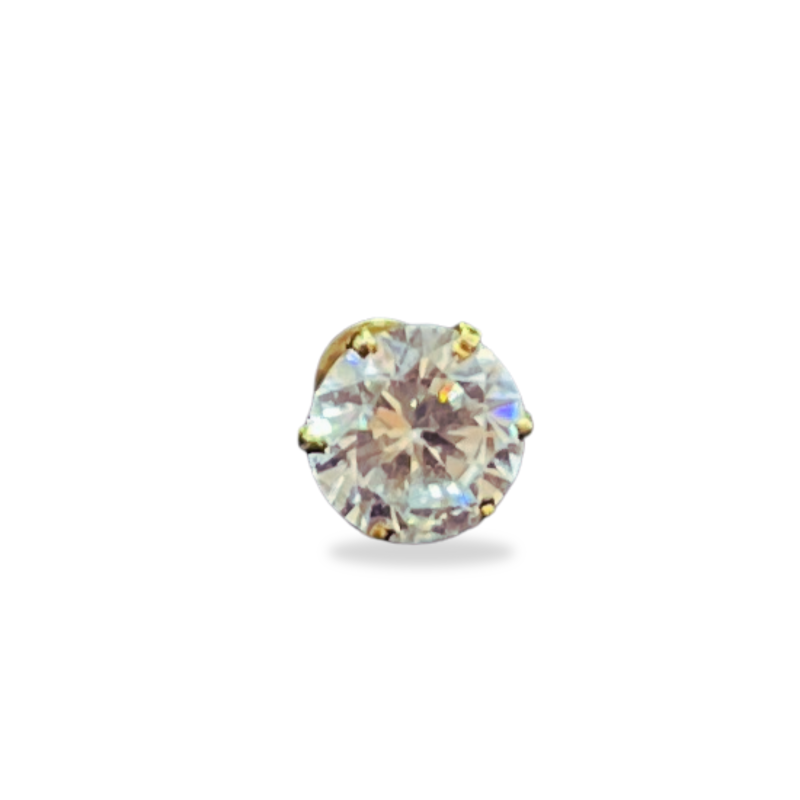 Mangal Royal 14k Classic Beautiful White Stone Stud Gold NosePin