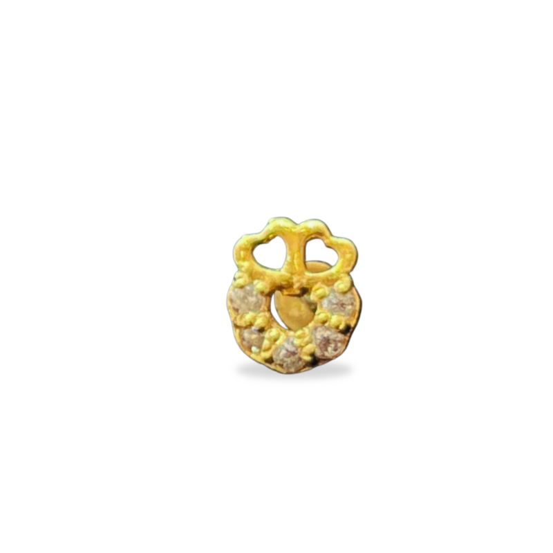 Mangal Royal 14k Solid Yellow Gold Marquise Screwback Gold NosePin