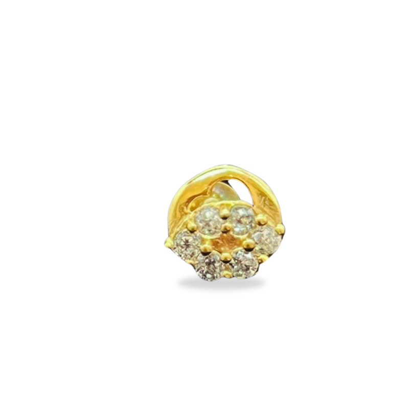 Mangal Royal 14k Solid Yellow Gold Marquise Screwback Gold NosePin