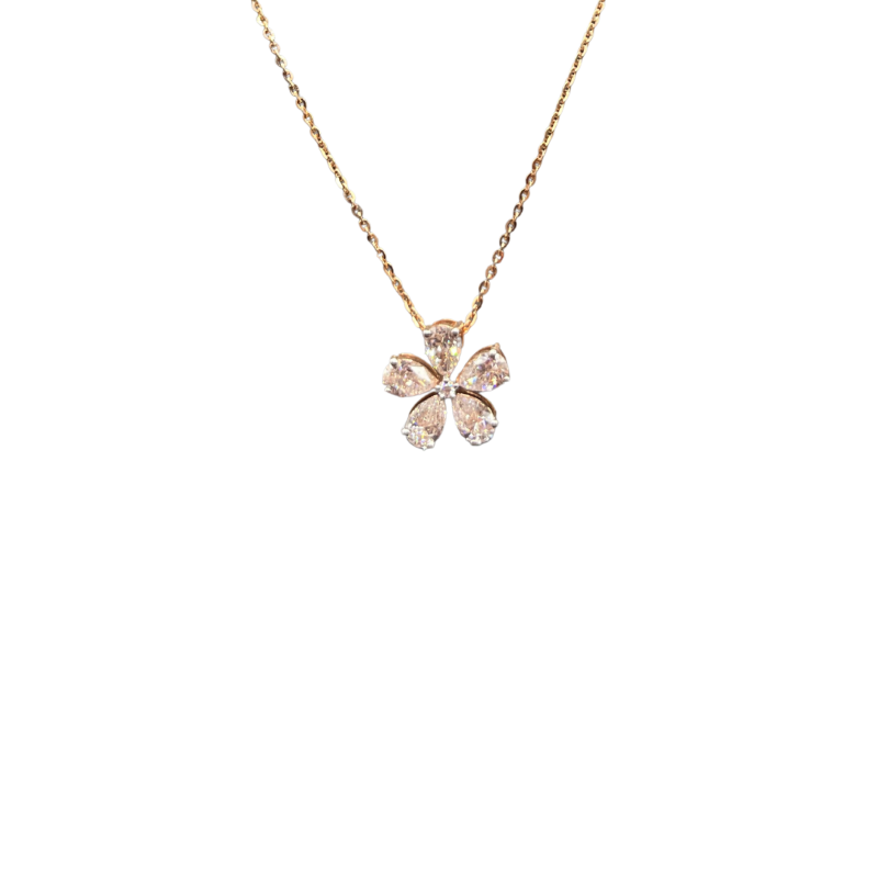 Mangal Royal Unique 5 Petal Gold Flower and Charm Necklace