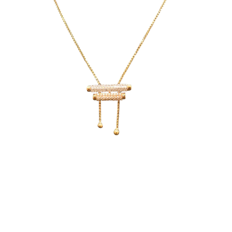 Mangal Royal Semi-Paved Latch Pendant on MM Chain in Gold