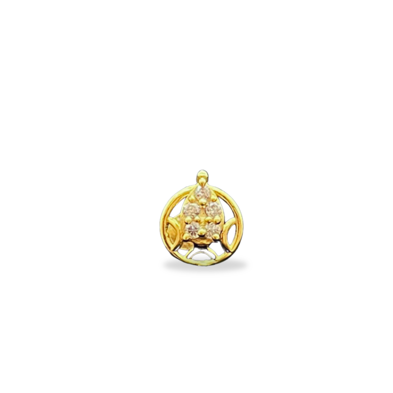 Mangal Royal 14k Solid Yellow Gold Round Screwback Gold NosePin